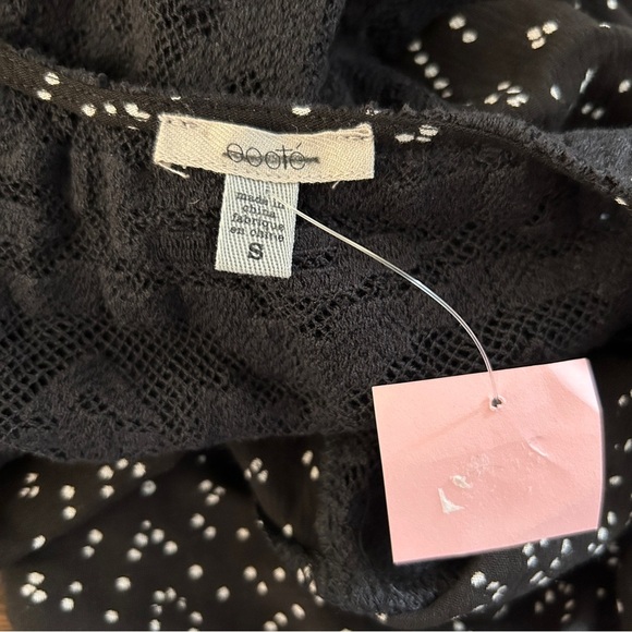 Ecote Black and White Patterned Lace Trim Open Cardigan Women's S NWT - Picture 6 of 11